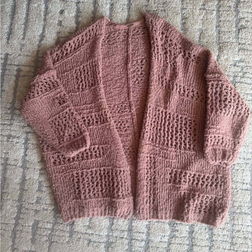Free People Textured Knit Cardigan - Mauve